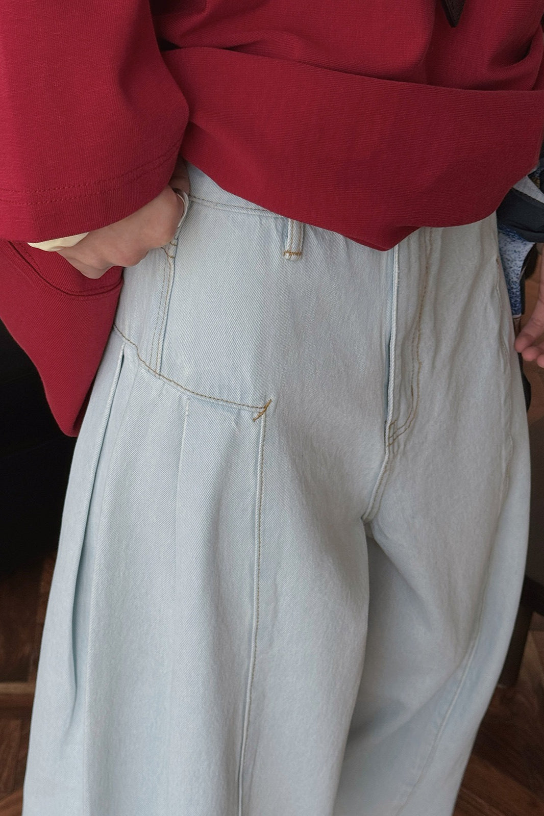 Deconstructed Flared Denim Jeans image 4