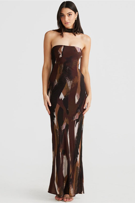 Strapless Backless Print Maxi Dress image 3