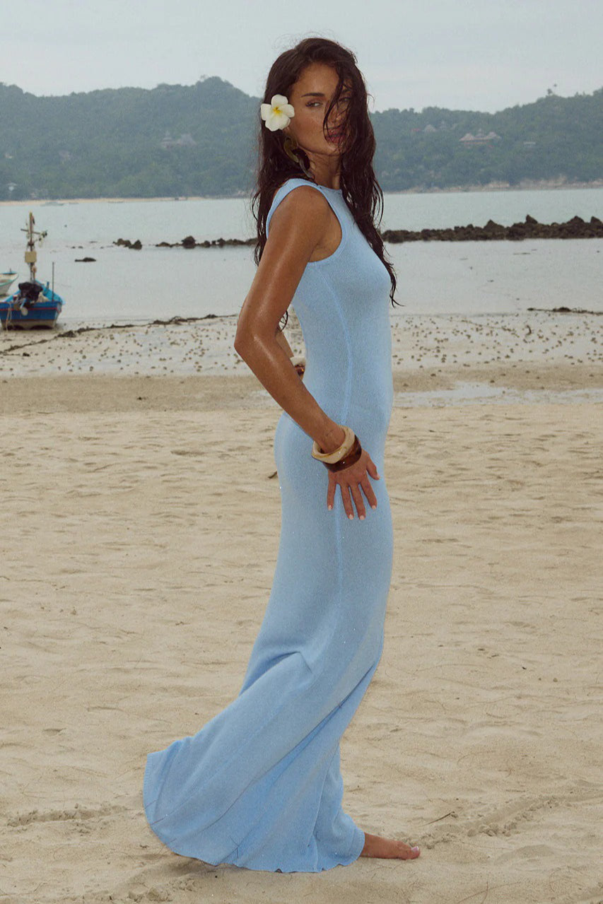 Sexy Shiny Sleeveless Backless Slim Maxi Dress image 1
