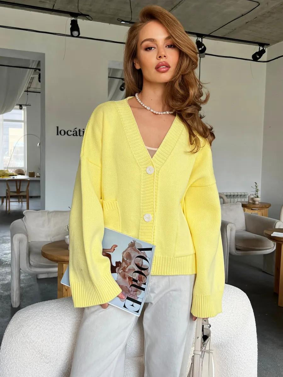 V-Neck Pocket Knit Cardigan image 4