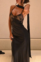 Lace Panel V-Neck Backless Cami Evening Maxi Dress image 2