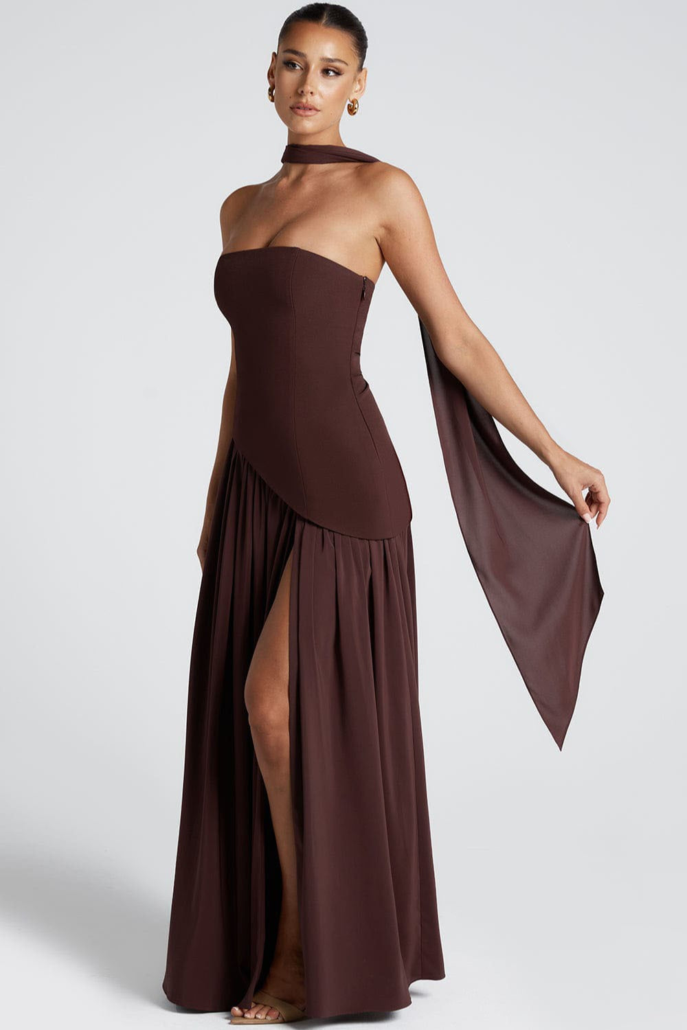 Color Block Flowy Tie Bustier Formal Dress image 8