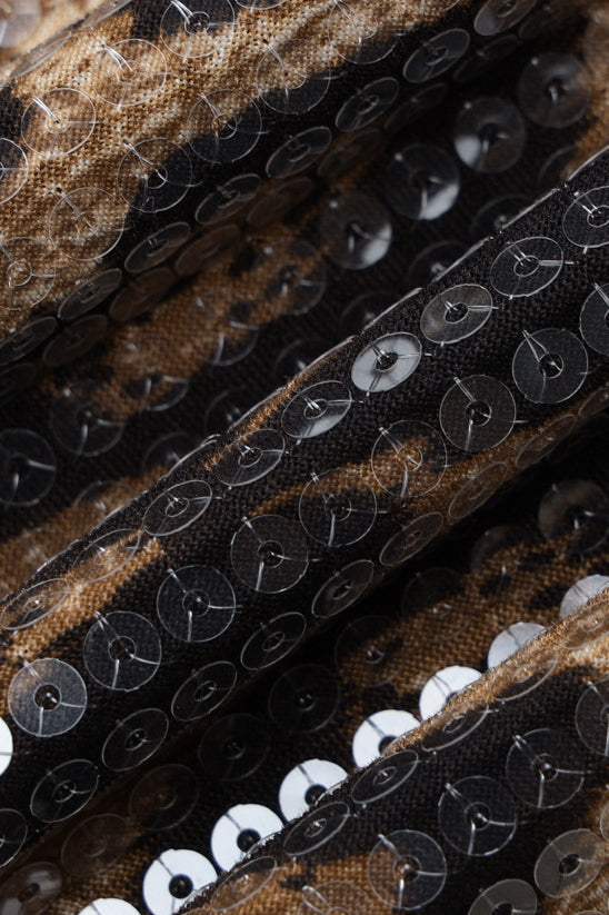 Leopard Sequin High-Slit Bodycon Skirt image 8