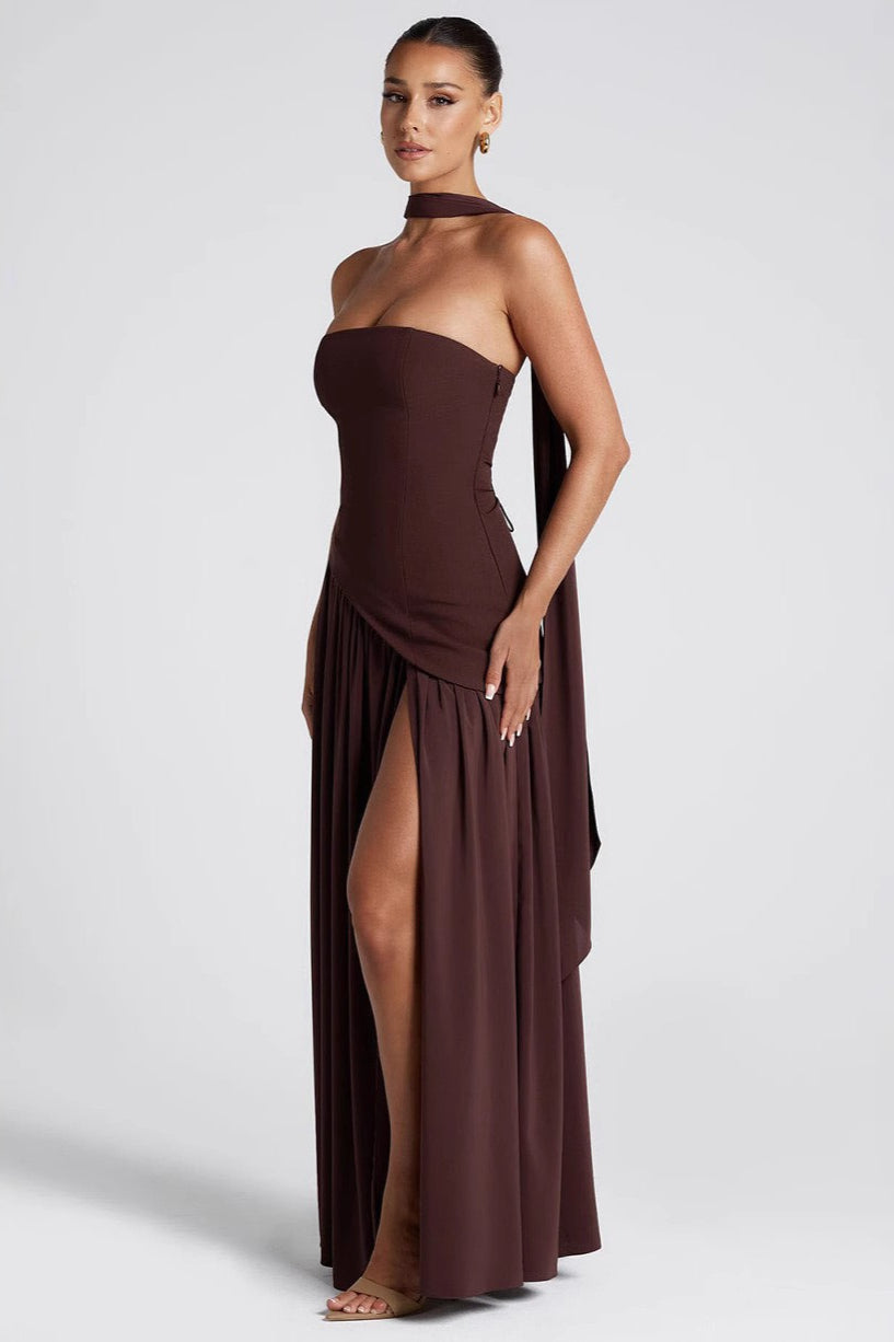 Color Block Flowy Tie Bustier Formal Dress image 5