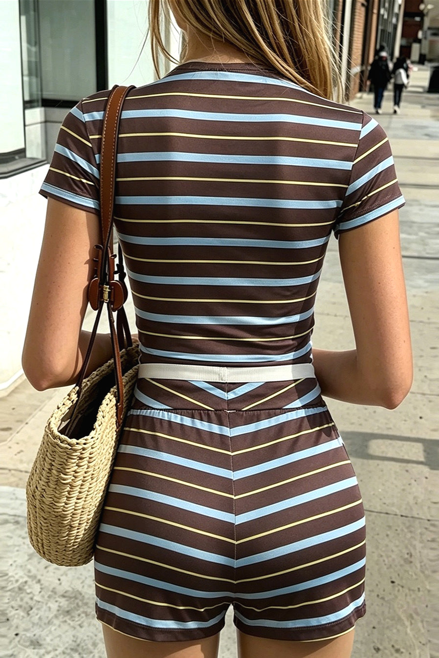 Striped Print Slim Pant Two Piece Set image 4