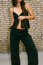 Sheer Jacquard Mesh Slit Cami Top image 8