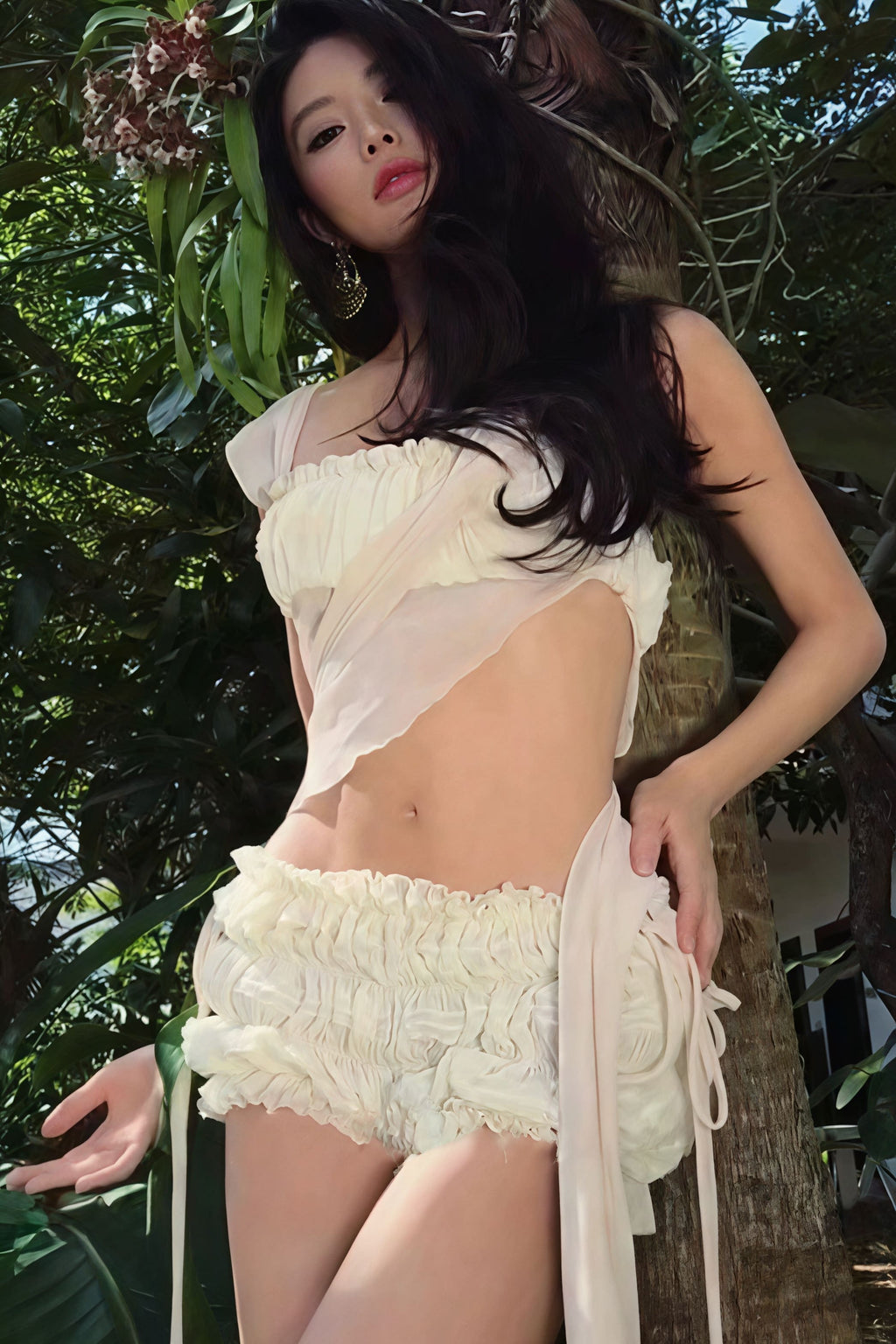 Solid Seersucker Slim Chic Cami Shorts Two Piece Set image 4