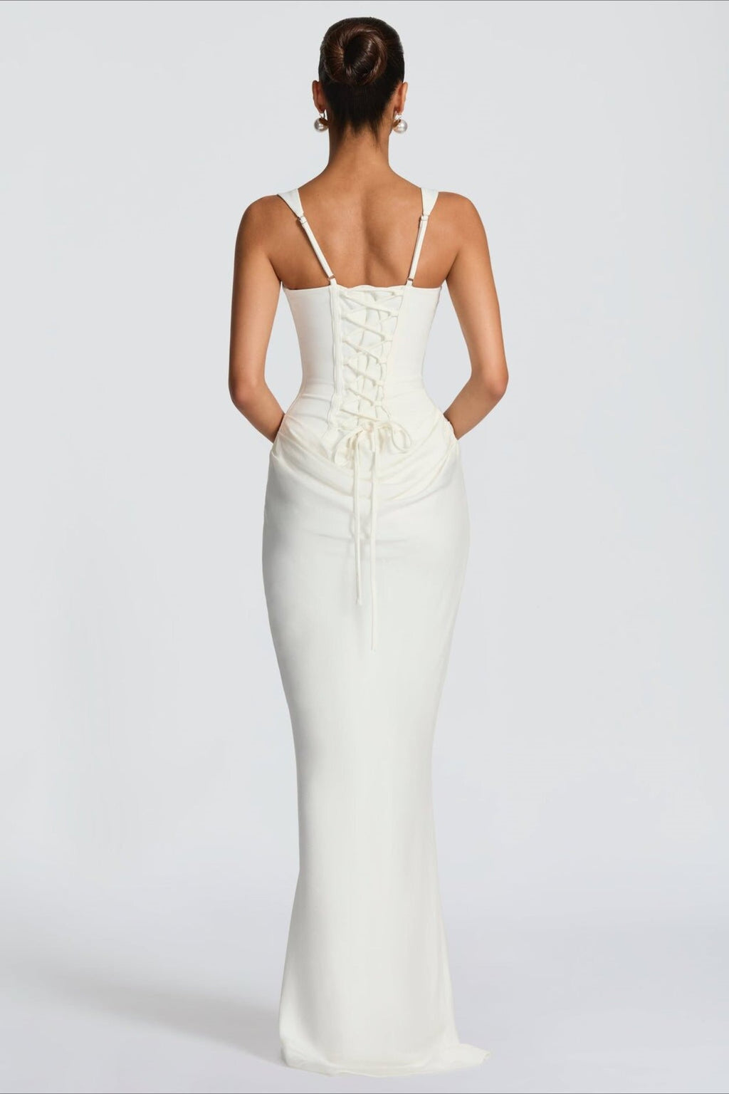 Sexy Slim Cami Solid Tie Back Reception Dress image 4