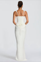 Sexy Slim Cami Solid Tie Back Reception Dress image 4