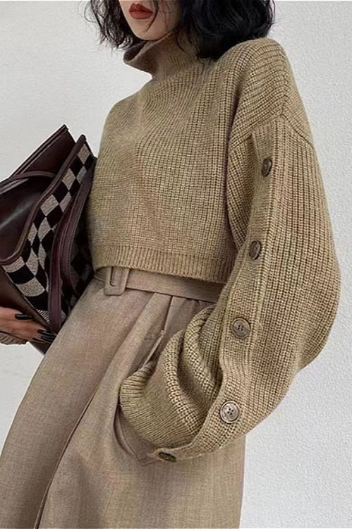 Vintage Turtleneck Crop Knit Sweater image 2