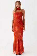 Floral Tie Fishtail Vacation Maxi Dress image 5