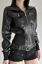Vintage Waist Cinch Leather Jacket image 1