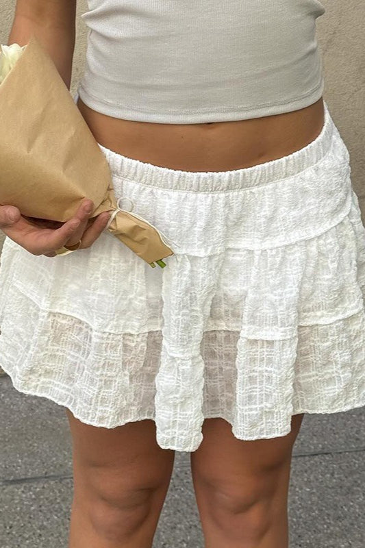 Textured Patchwork Low Waist A-Line Skirt image 2