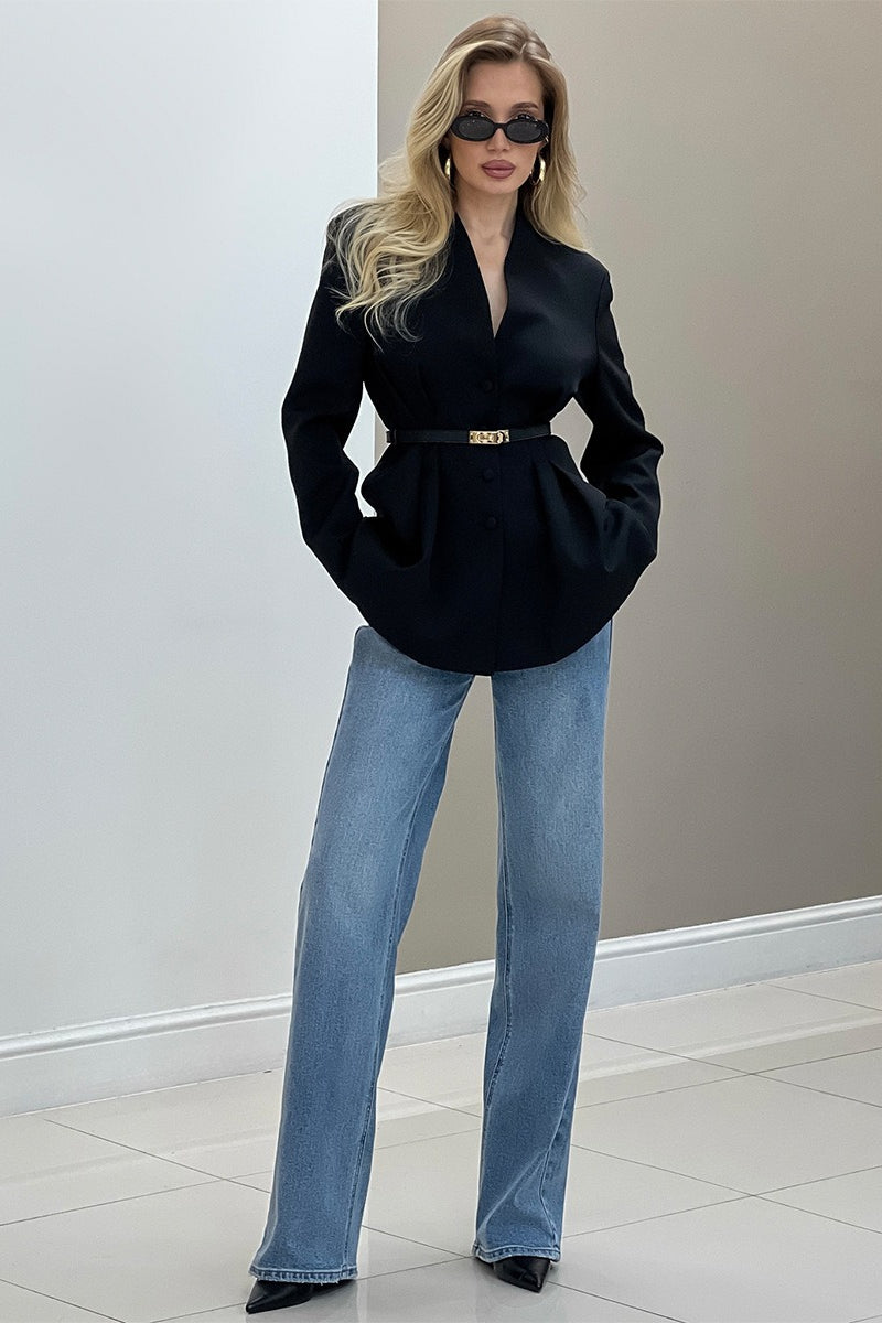 V Neck Waist Detail Blazer image 14