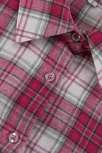 Pink Plaid Loose Fit Button-Up Blouse image 5