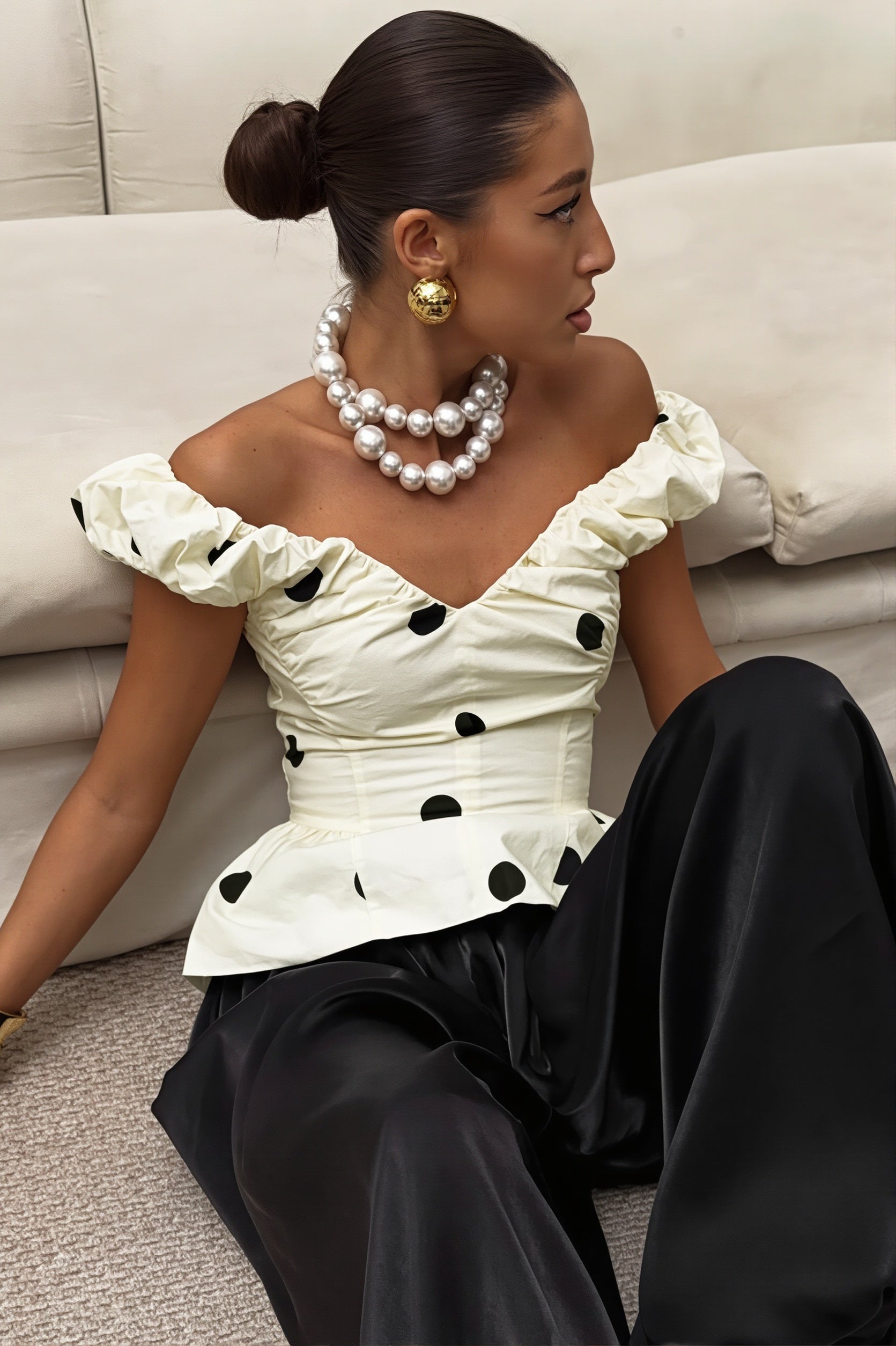 Elegant Ruffled Polka Dot Blouse image 3