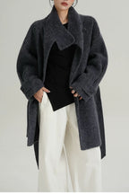 Chic Solid Wool Warm Loose Mock-neck Coat image 2