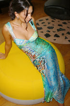 Lace Print Backless Bodycon Maxi Dress image 5