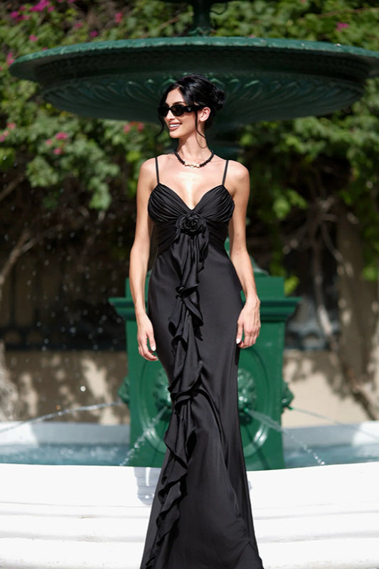 Satin Floral Tie-Back Slim Fit Slip Dress Party Dress image 6