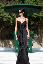 Satin Floral Tie-Back Slim Fit Slip Dress Party Dress image 6