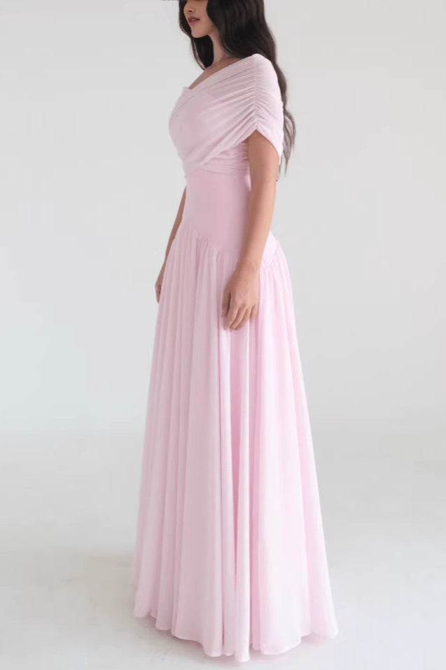 Pink Soft Elegant Cross Maxi Dress image 4