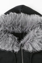 Fur Trim Hooded Zip Waist Jacket image 7