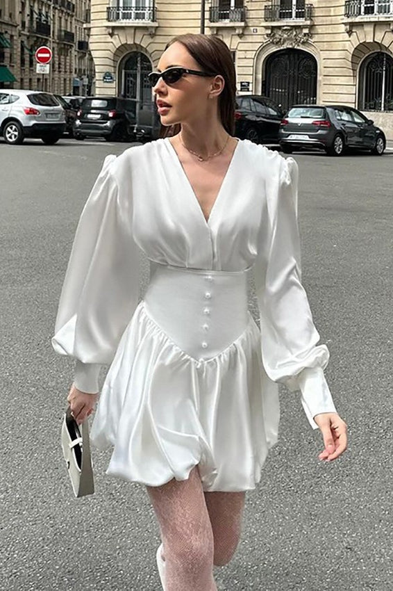 Elegant Satin Bubble Boho Dress image 1