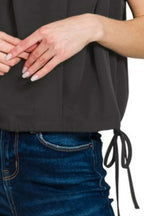 Beatrice Cami Top detail view styled for Avrienne