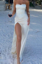 Satin Twist Front Split Party Dress image 2