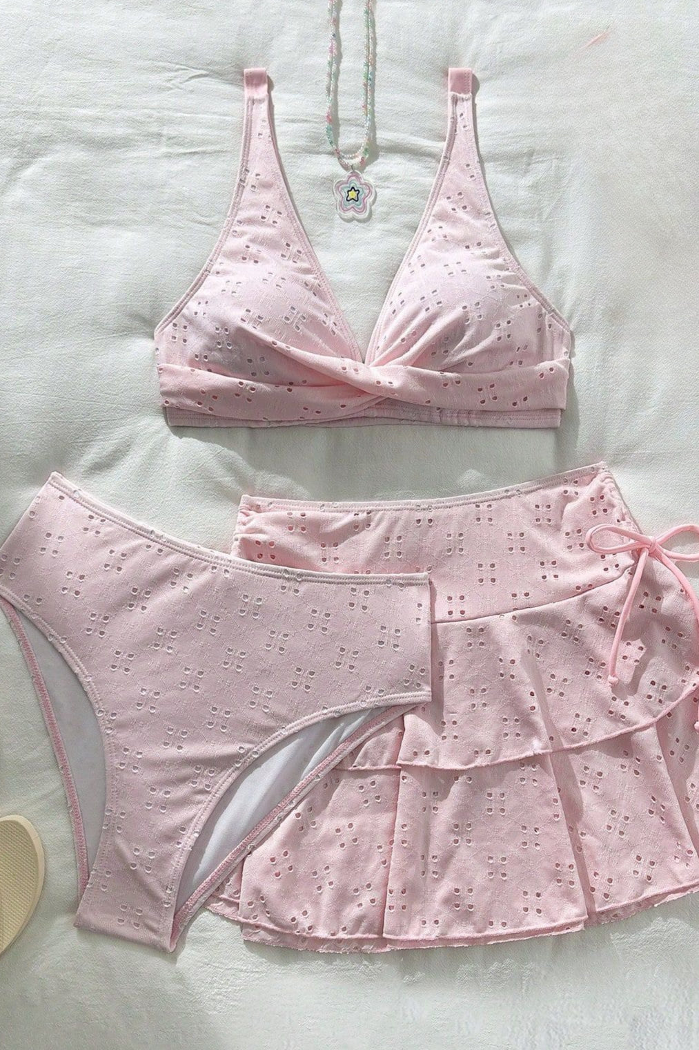 Hollow Short Skirt Three Piece Swim Set image 4
