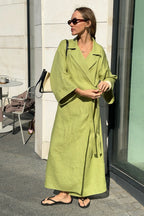 Long Sleeve Cotton Linen Shirt Coat image 8