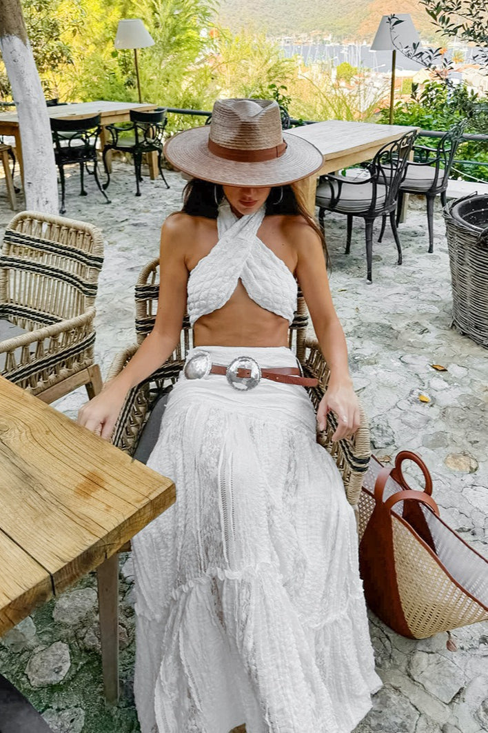 Boho Ivory Lace A-Line Skirt image 4