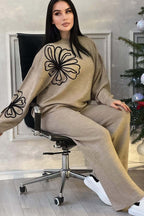 Casual Round Neck Knit Sweater with Pants Two Piece Set image 5