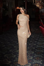 Sparkling Asymmetrical One-Shoulder Hollow Fitted Party Dress image 6