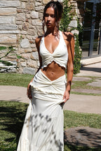 Chic Cropped Cami Top High Waisted Skirt Sets image 2