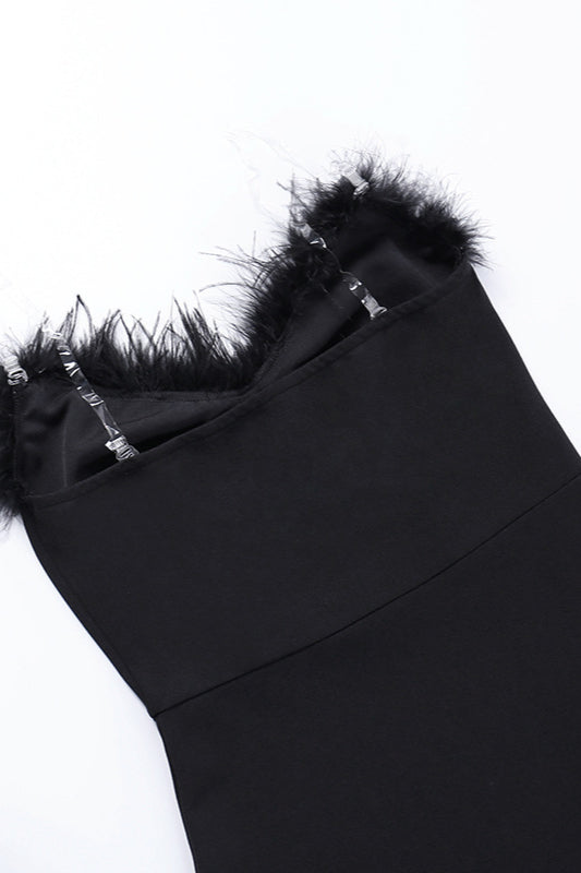 Strapless V-Neck Feathered Mermaid Party Dress image 10