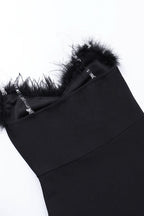 Strapless V-Neck Feathered Mermaid Party Dress image 10
