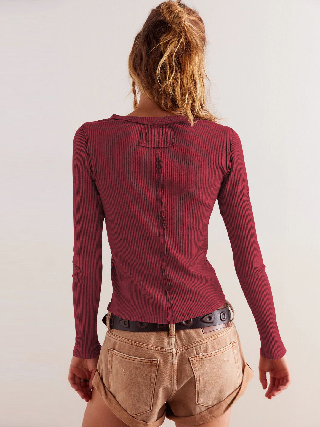 Buttoned Ribbed Knit Cardigan image 2