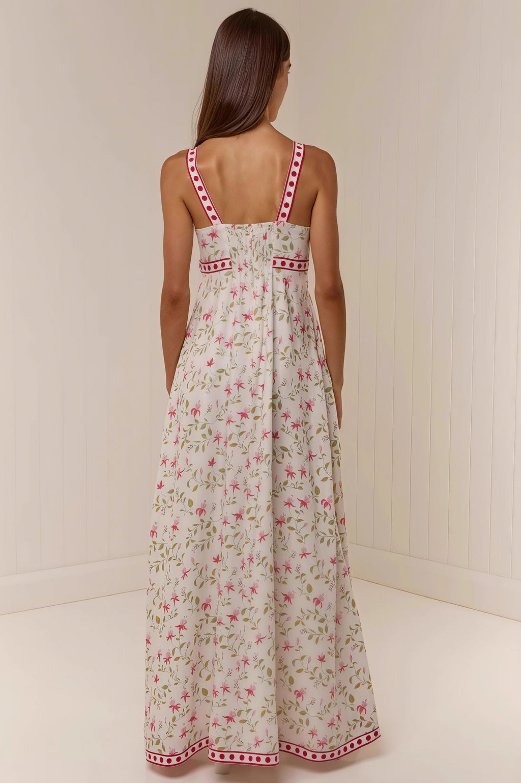 Casual Linen Print Spaghetti Strap Summer Maxi Dress image 4
