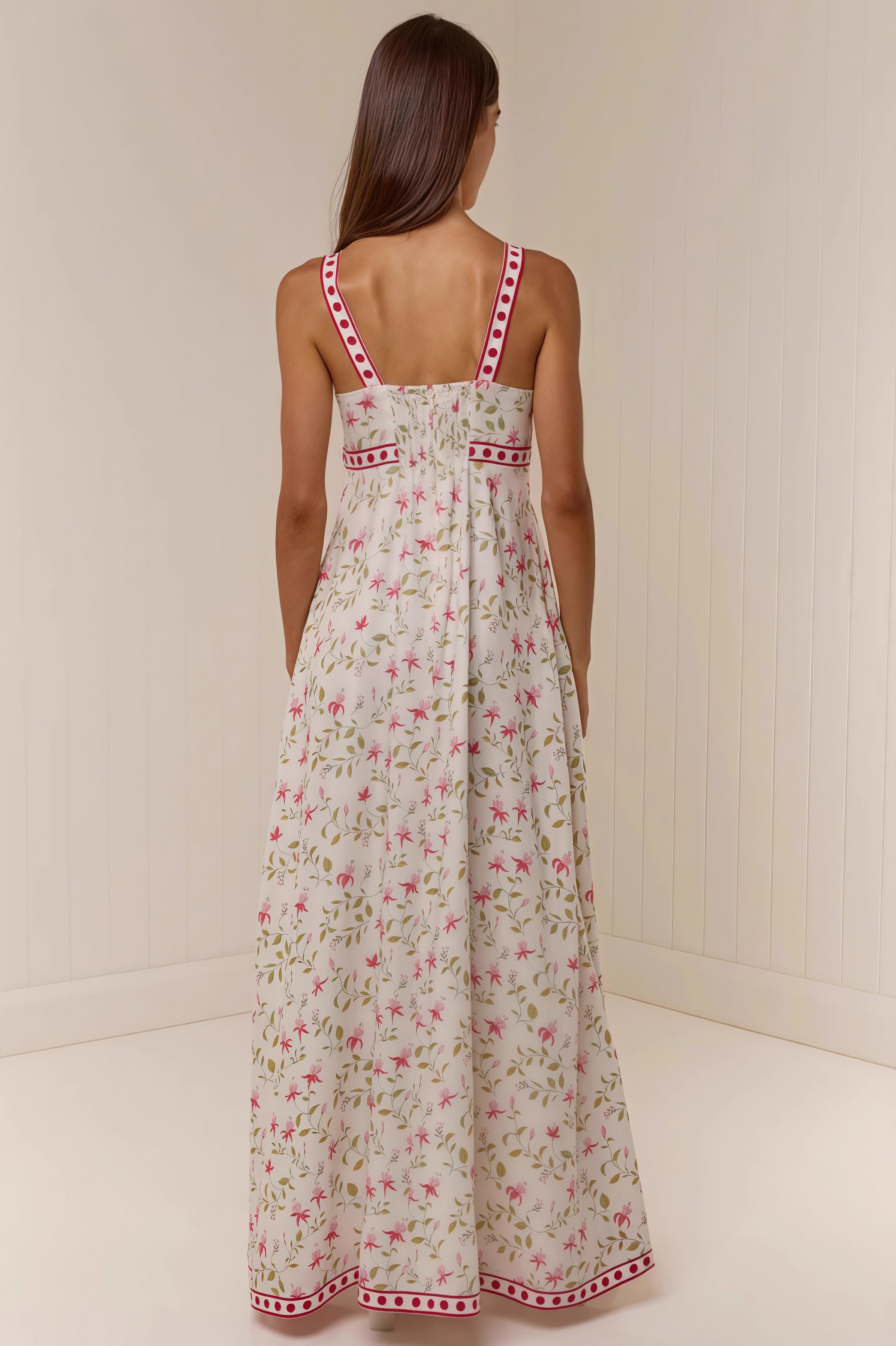 Casual Linen Print Spaghetti Strap Summer Maxi Dress image 4