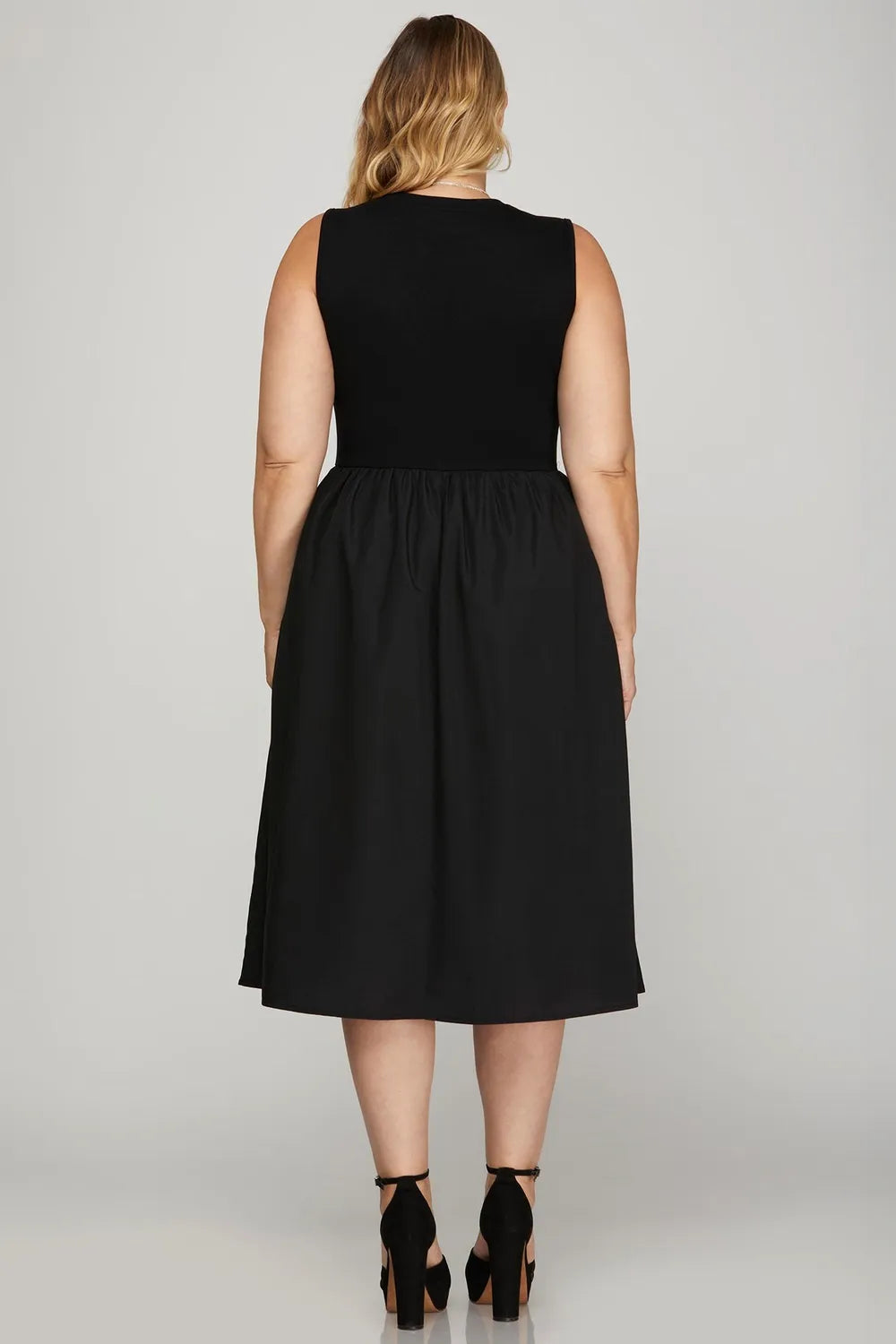 Antonella Midi Dress detail view styled for Avrienne
