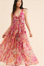 Boho Sleeveless Floral Print Maxi Dress image 1