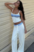 Striped Color Block Knit Casual Two Piece Set image 1