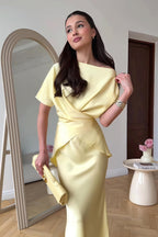 Flowy Elegant Short Sleeve  Skirt Set image 2