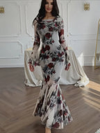 Floral Print Long Sleeve Romantic Party Dress image 1