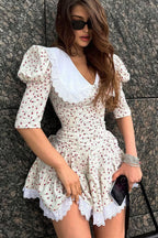 Peter Pan Collar Short Sleeve Floral Mini Dress image 6