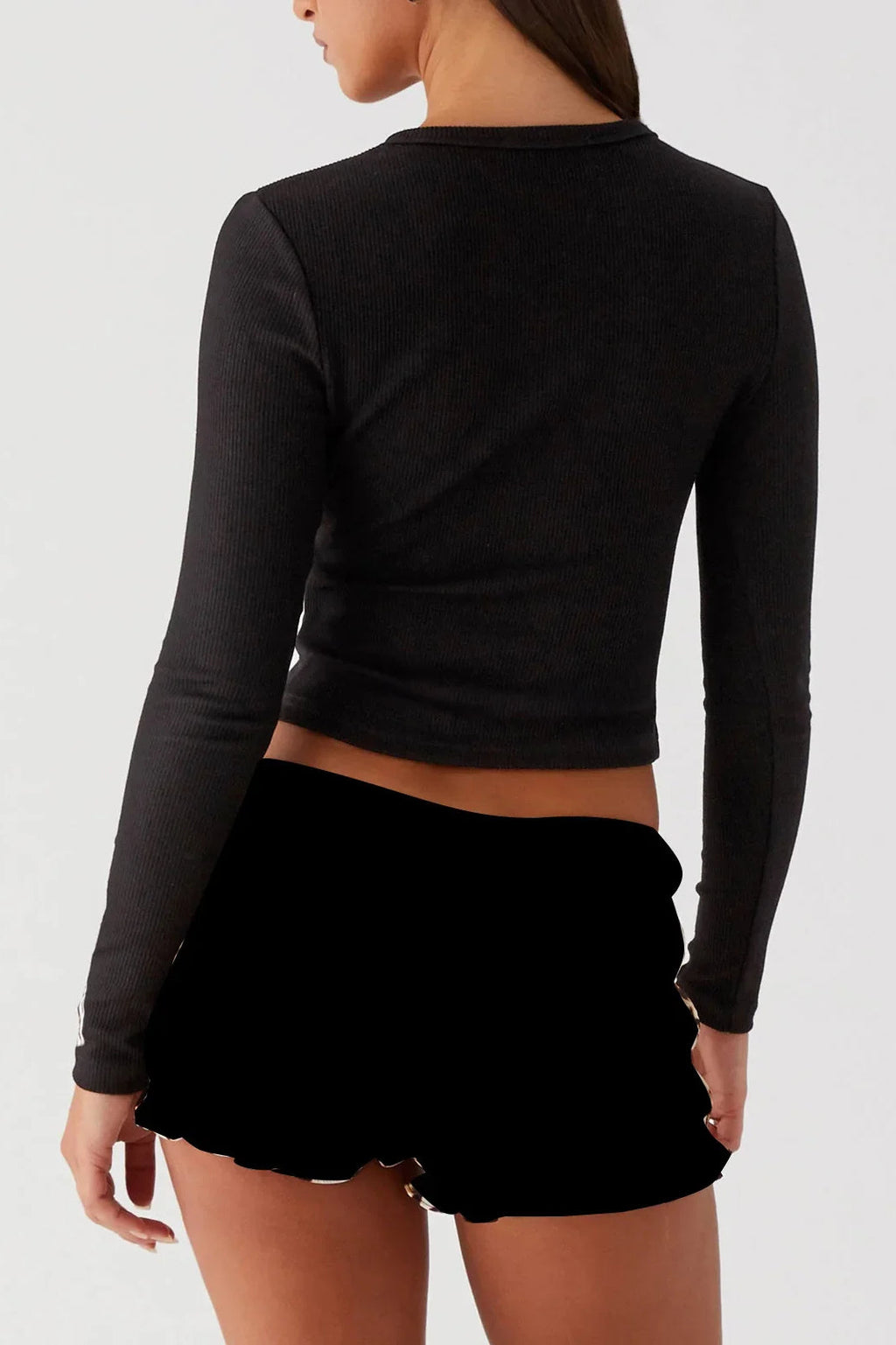 Knit Ribbed Button Front Crop Cardigan image 6