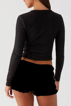 Knit Ribbed Button Front Crop Cardigan image 6