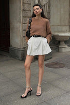 White Pleated High-Waisted Mini Skirt image 4