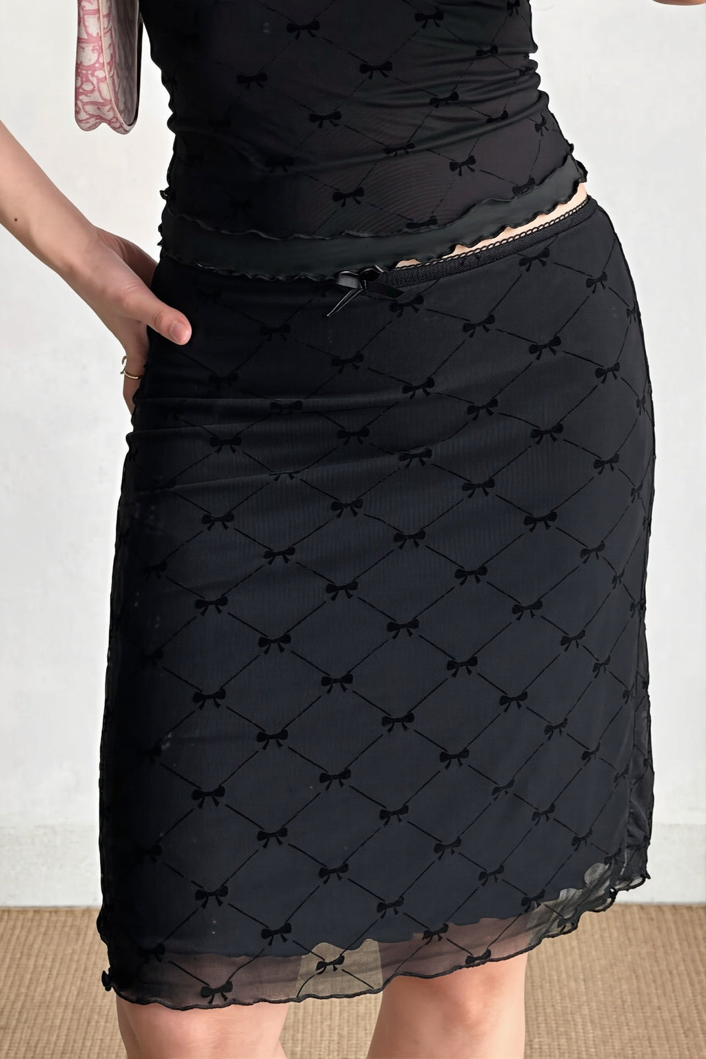 Mesh Plaid Bow Wrap Skirt image 4